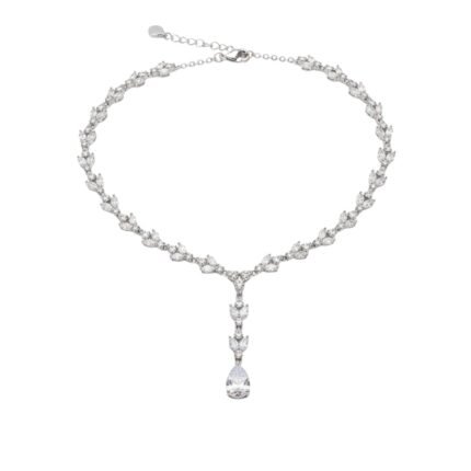 Cubic Zirconia Statement Wedding Necklace Gold